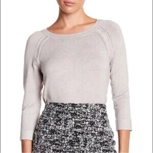 Philosophy ( anthropology) pointelle 3/4 sleeve knit sweater. Size M oatmeal